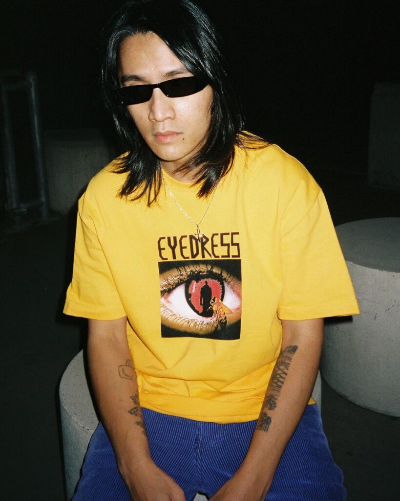 Eyedress The No Comply Network Interview Images Eyedress in Yellow Logo Tee